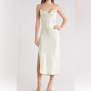 Satin Midi Slip Dress with Side Slit